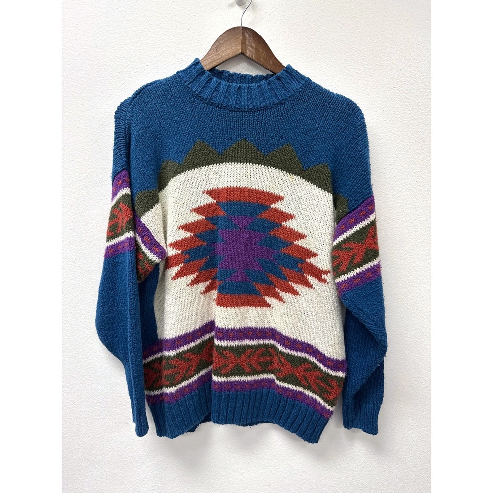Vintage Sportables Knit Aztec Mock Neck Sweater M
